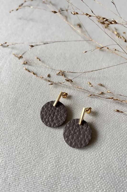 Earrings confetti namaste*leather gold filled