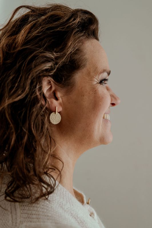 Earrings confetti namaste*leather gold filled