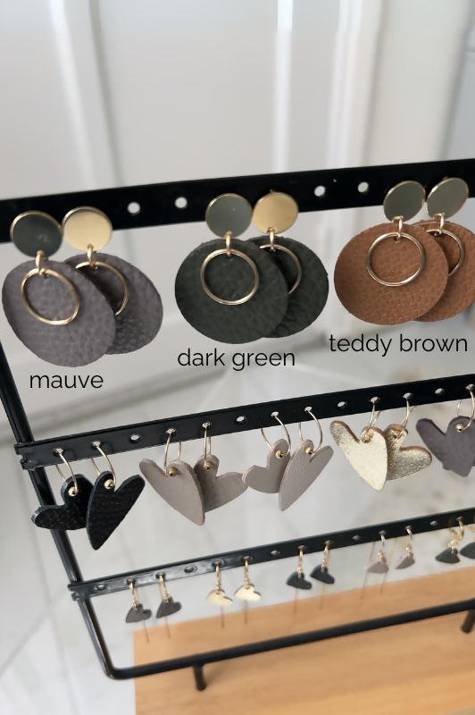 Earrings miss coco*leather gold filled