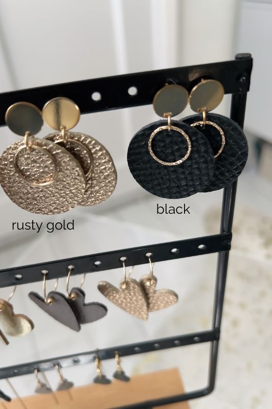 Earrings miss coco*leather gold filled