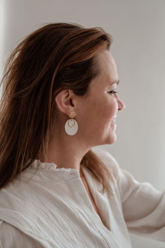 Earrings miss coco*leather gold filled