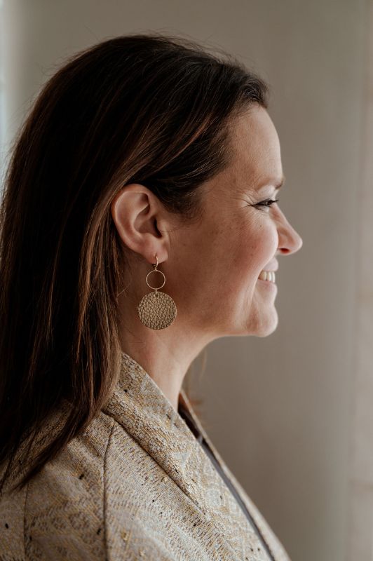 Earrings coco love*leather gold filled