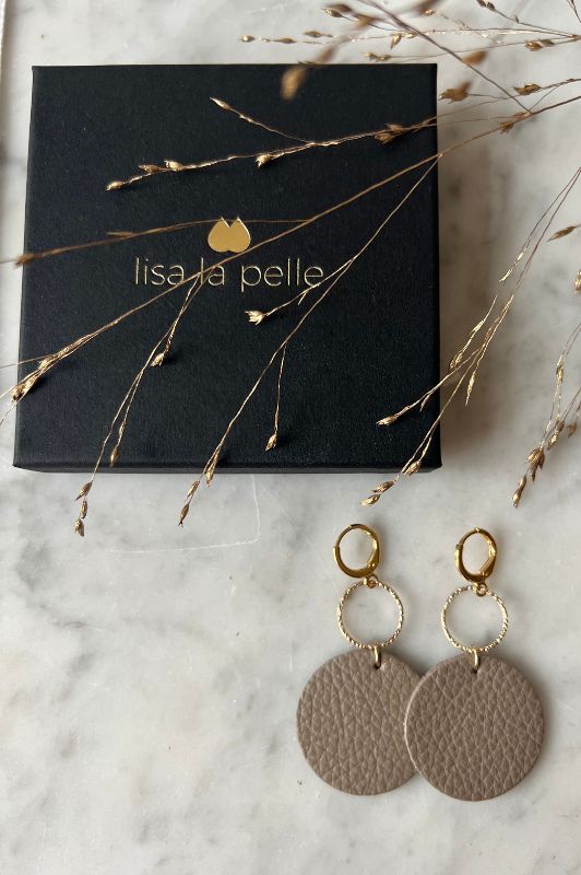 Earrings coco love*leather gold filled