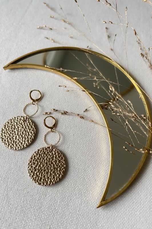 Earrings coco love*leather gold filled