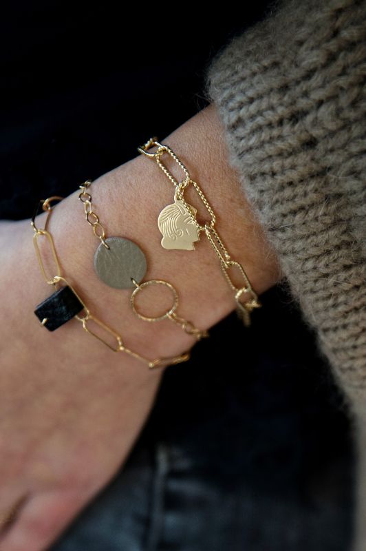 Bracelet mini eye*leather gold filled