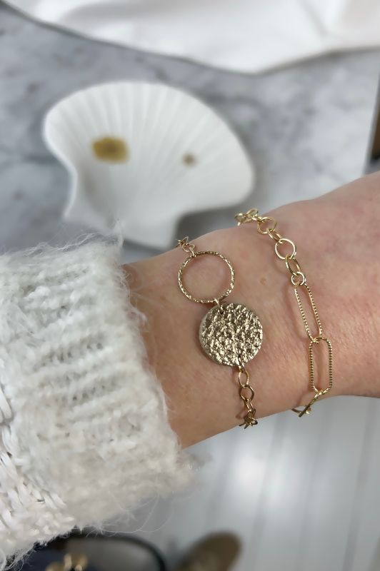 Bracelet mini eye*leather gold filled