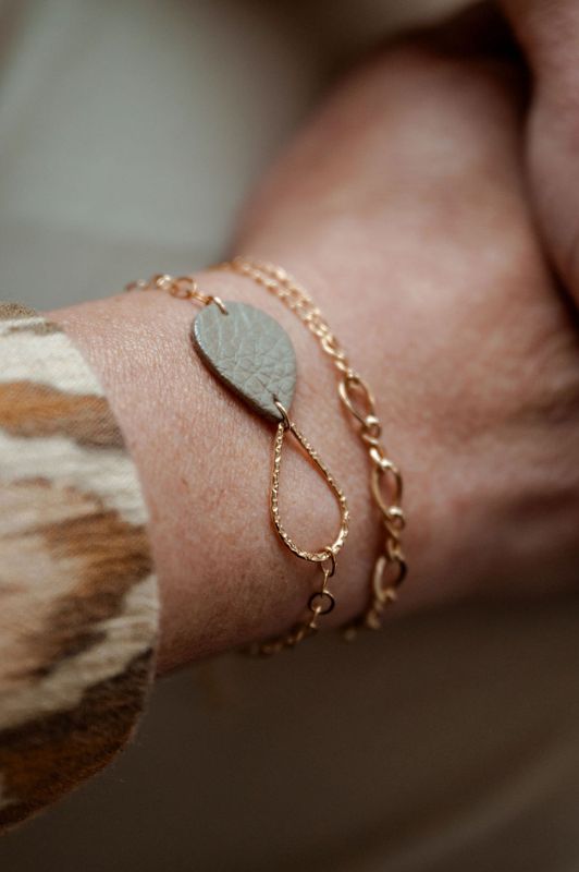 Bracelet mini me*leer gold filled