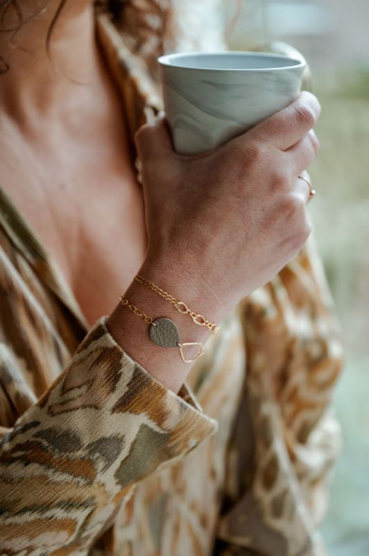 Bracelet mini me*leer gold filled