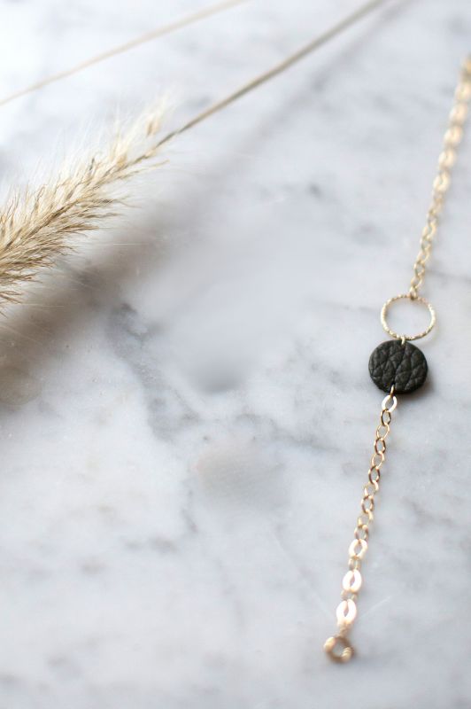 Bracelet mini eye*leather gold filled