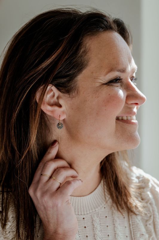 Oorbellen see through moo*leer gold filled*oorketting