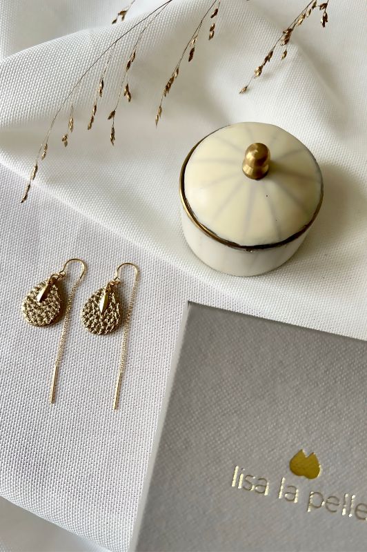 Oorbellen spiky mini me*leer gold filled*oorketting