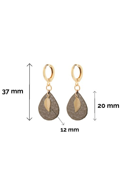 Earrings leaf mini me*leather gold filled*clip