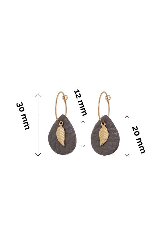 Earrings leaf mini me*leather gold filled*basic