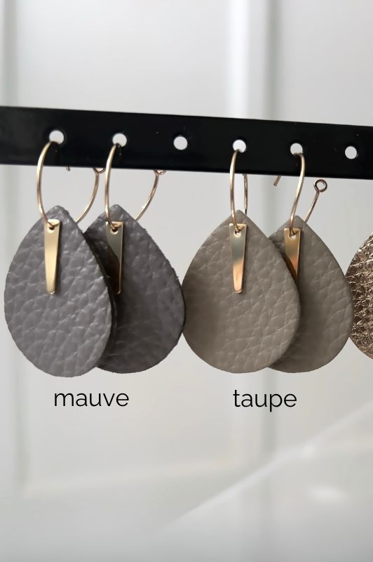 Earrings spiky little love*leather gold filled