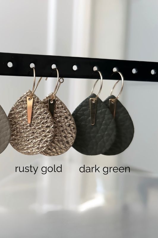 Earrings spiky little love*leather gold filled