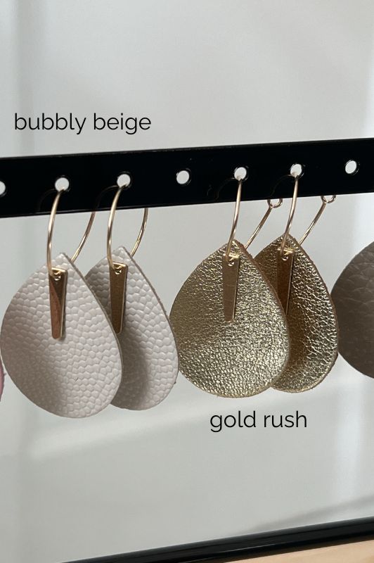 Earrings spiky little love*leather gold filled