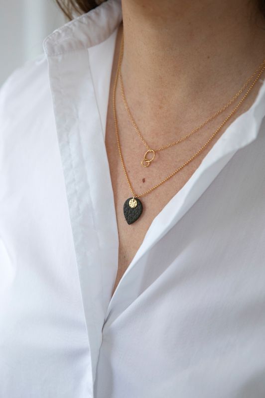 Ketting julia's mini me*leer gold filled
