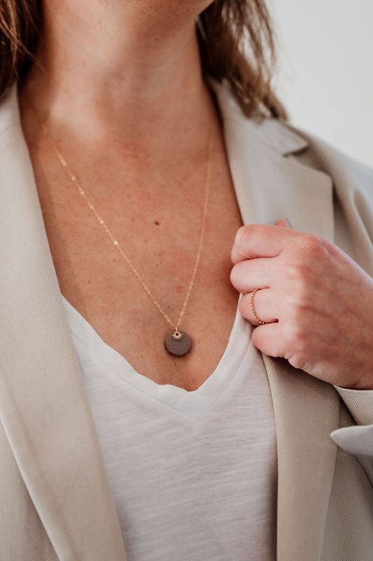 Necklace mini eye in love*leather gold filled