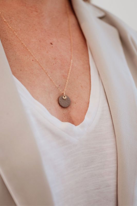 Necklace mini eye in love*leather gold filled