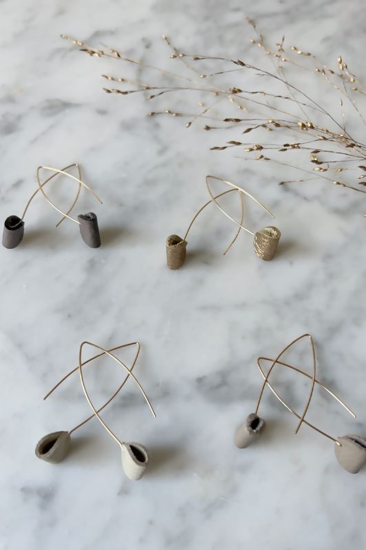 Earrings spiky with grace*leather gold filled