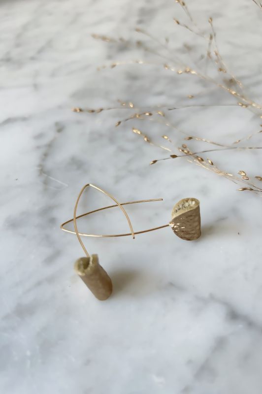 Earrings spiky with grace*leather gold filled