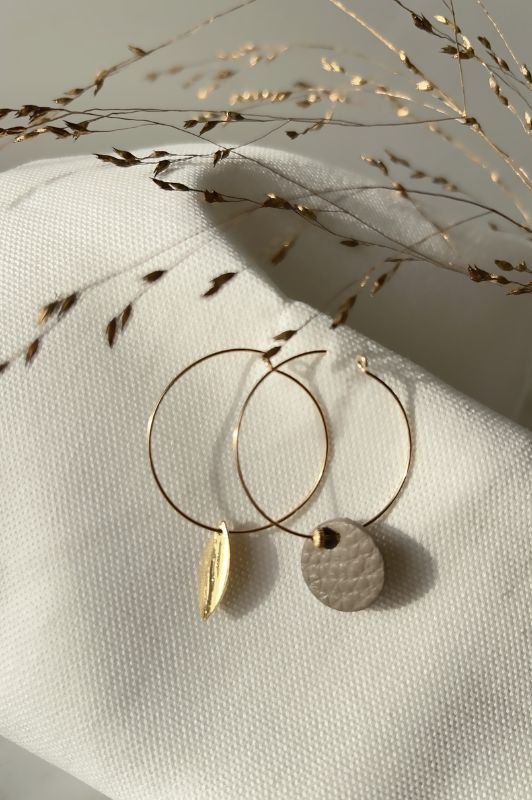 Sample sale* oorbellen leaf mix mini eye* taupe