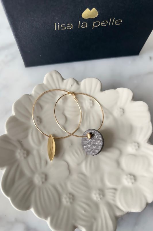 Sample sale* oorbellen leaf mix mini eye* mauve