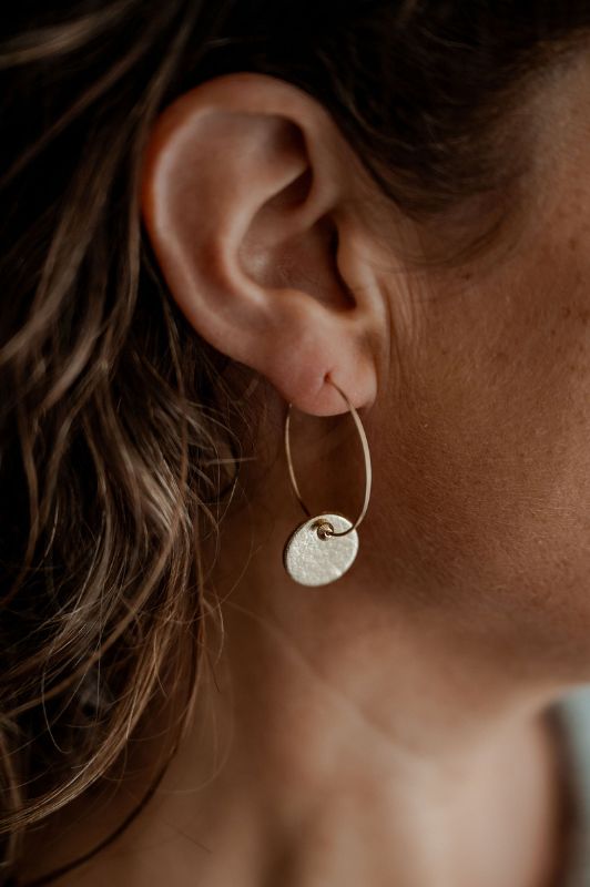 Sample sale* oorbellen leaf mix mini eye* rusty gold