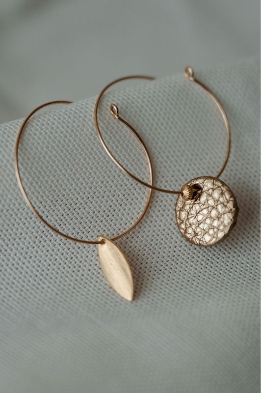 Sample sale* oorbellen leaf mix mini eye* black