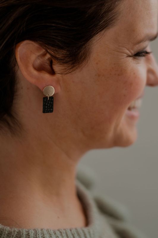 Earrings spiky with grace*leather gold filled