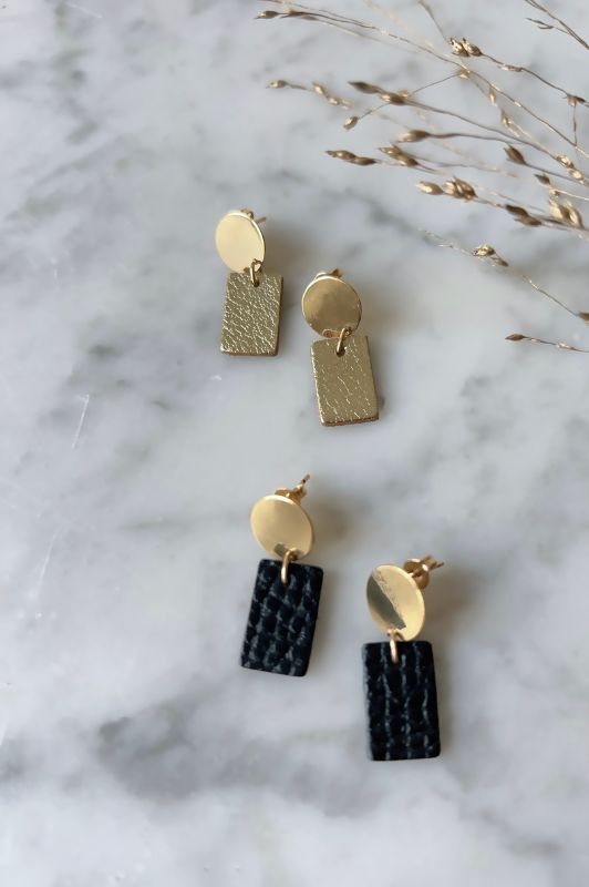 Earrings spiky with grace*leather gold filled