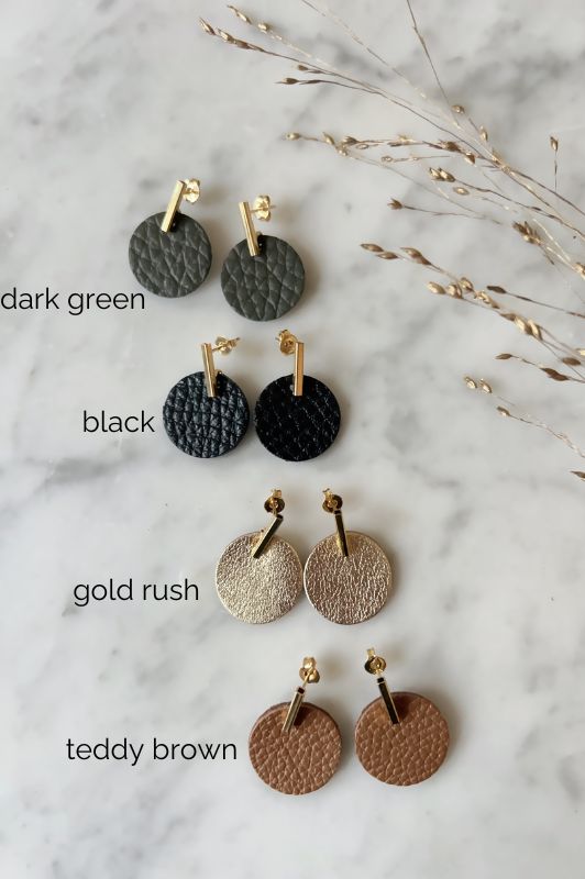 Earrings confetti namaste*leather gold filled