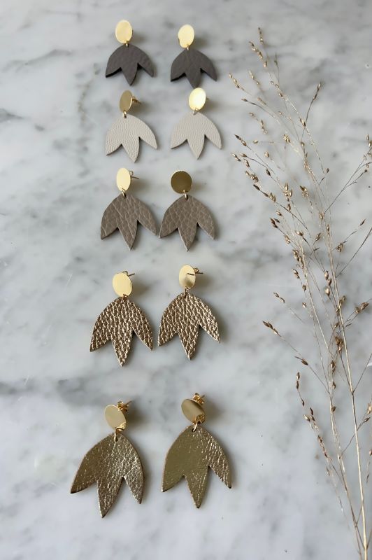 Earrings bloom your way*leather gold filled