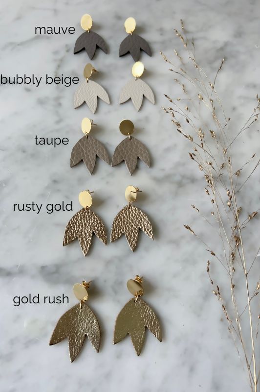 Earrings bloom your way*leather gold filled