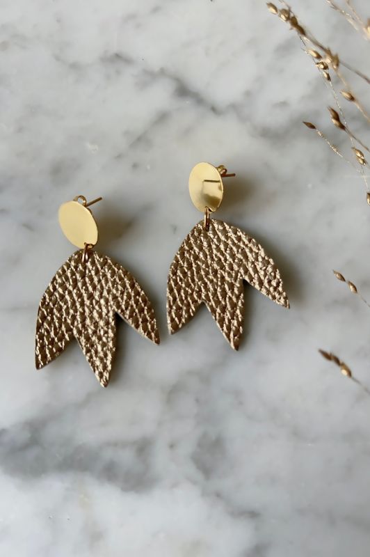 Oorbellen bloom your way*leer gold filled*rusty gold