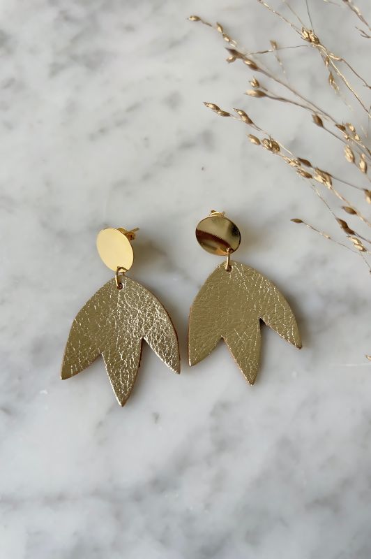 Oorbellen bloom your way*leer gold filled*gold rush