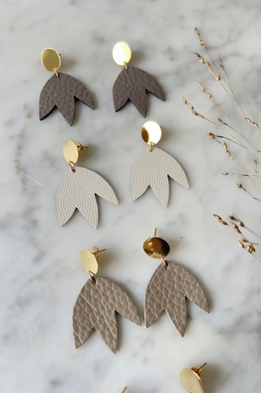 Earrings bloom your way*leather gold filled