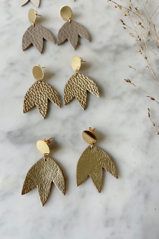 Earrings bloom your way*leather gold filled