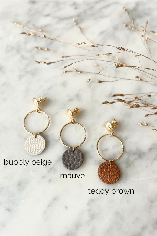 Earrings big love*leather gold filled*basic