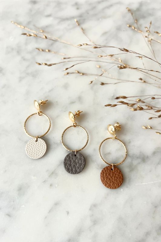 Earrings big love*leather gold filled*basic