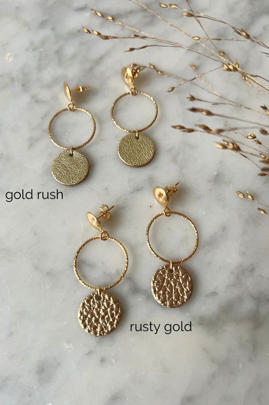 Earrings big love*leather gold filled*basic