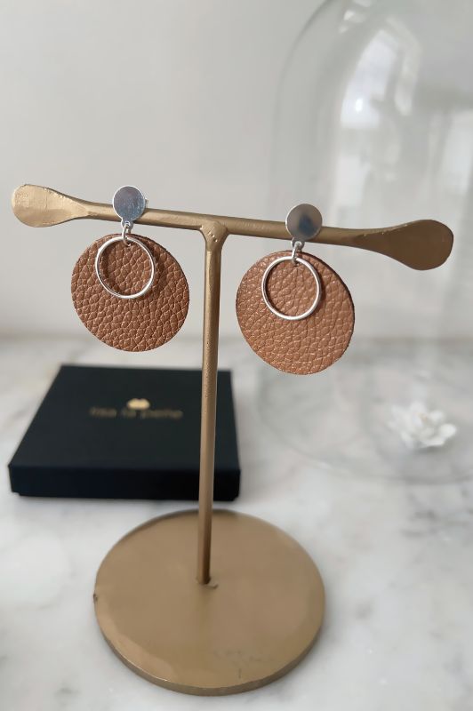 Earrings miss coco*leather gold filled