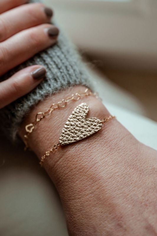 Armband big love*leer gold filled