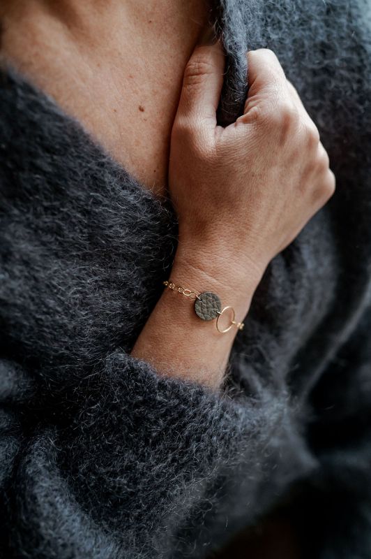 Bracelet mini eye*leather gold filled