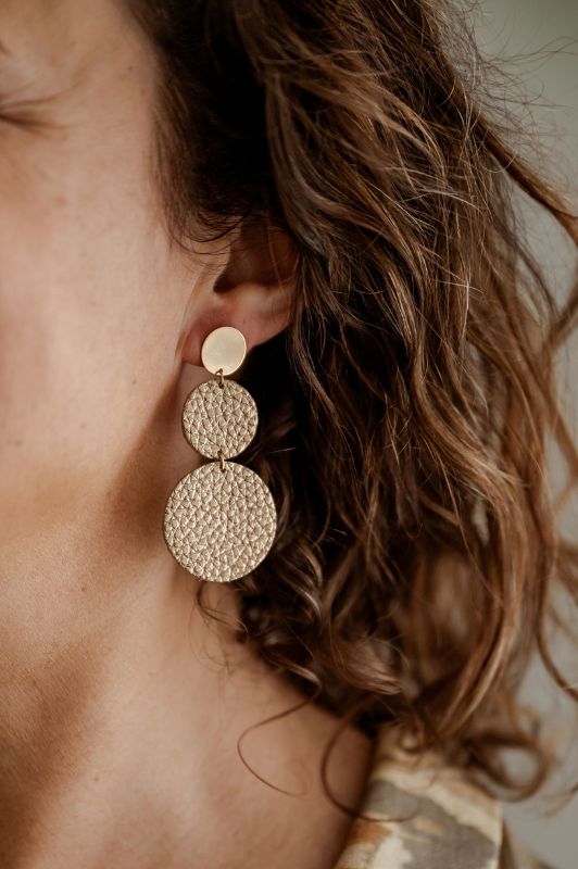 Oorbellen coco confetti*leer gold filled
