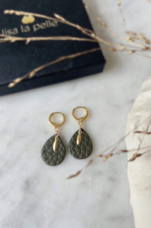 Earrings spiky mini me*leather gold filled*clip