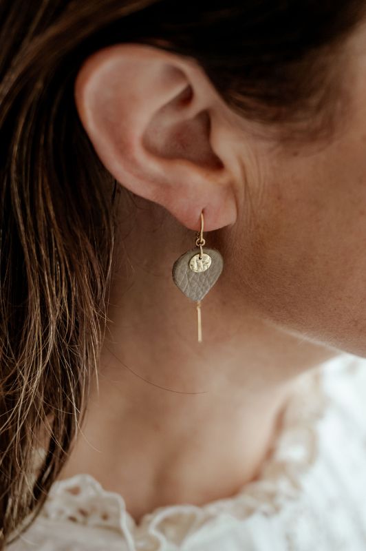 Oorbellen julia's mini me*leer gold filled*oorketting