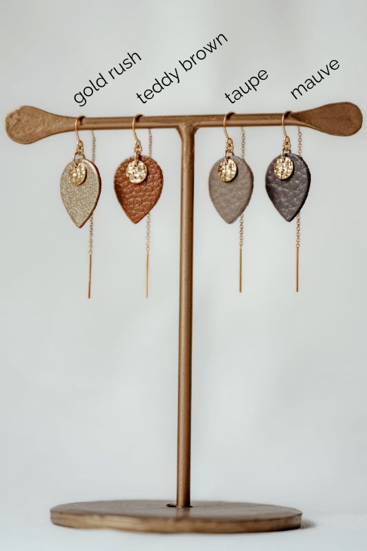 Oorbellen julia's mini me*leer gold filled*oorketting