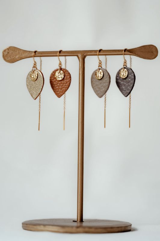 Oorbellen julia's mini me*leer gold filled*oorketting