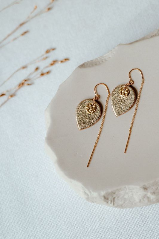 Oorbellen julia's mini me*leer gold filled*oorketting